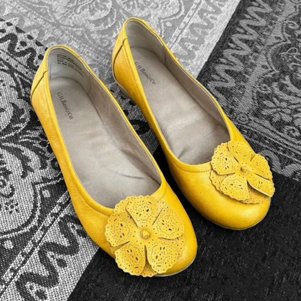 Gold Yellow flats with flower
